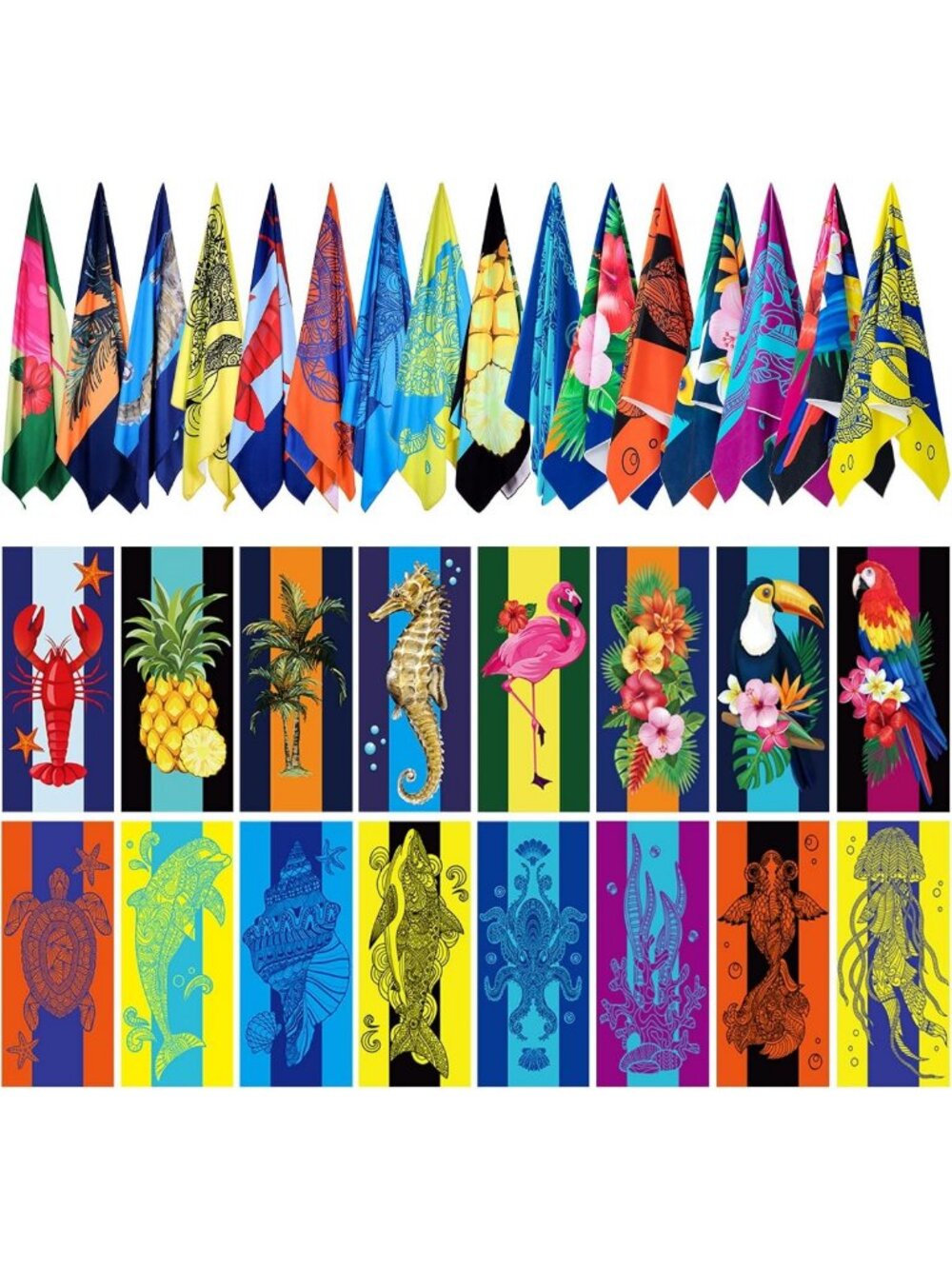 Redbaker 16 Packs 72 x 36 Inches Oversized Hawaiian Beach Towel Bulk Extra Large